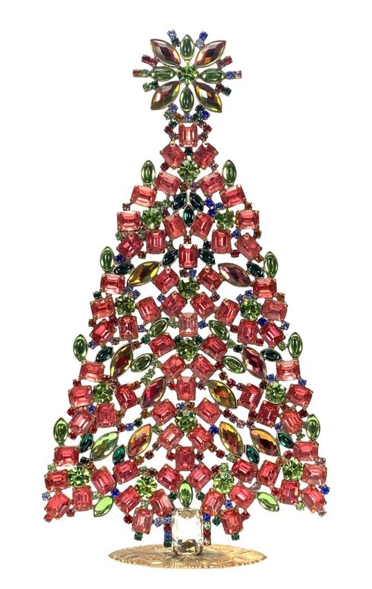 Vintage Rhinestones Standing Decorative Christmas Tree XL: Vintage Standing Christmas Tree. Made in Czechoslovakia. Excellent condition. No missing stones. No damage. It measures approximately 8 1/2 ".