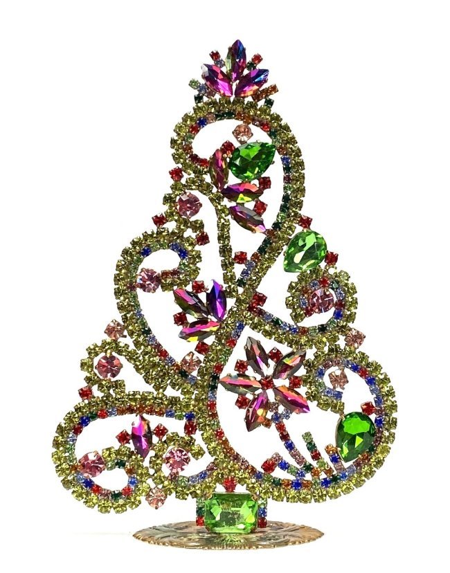 Vintage Rhinestones Standing Decorative Christmas Tree XL: Vintage Standing Christmas Tree. Made in Czechoslovakia. Excellent condition. No missing stones. No damage. It measures approximately 7 ".