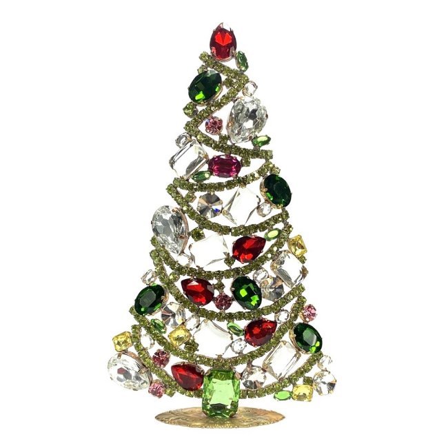 Vintage Rhinestones Standing Decorative Ornament Christmas Tree XL: Vintage Standing Christmas Tree. Made in Czechoslovakia. Excellent condition. No missing stones. No damage. It measures approximately 7 3/4 ''.