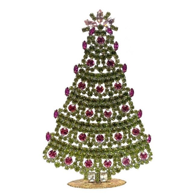 Vintage Rhinestones Standing Decorative Ornament Christmas Tree XL: Vintage Standing Christmas Tree. Made in Czechoslovakia. Excellent condition. No missing stones. No damage. It measures approximately 7 1/2 ''.