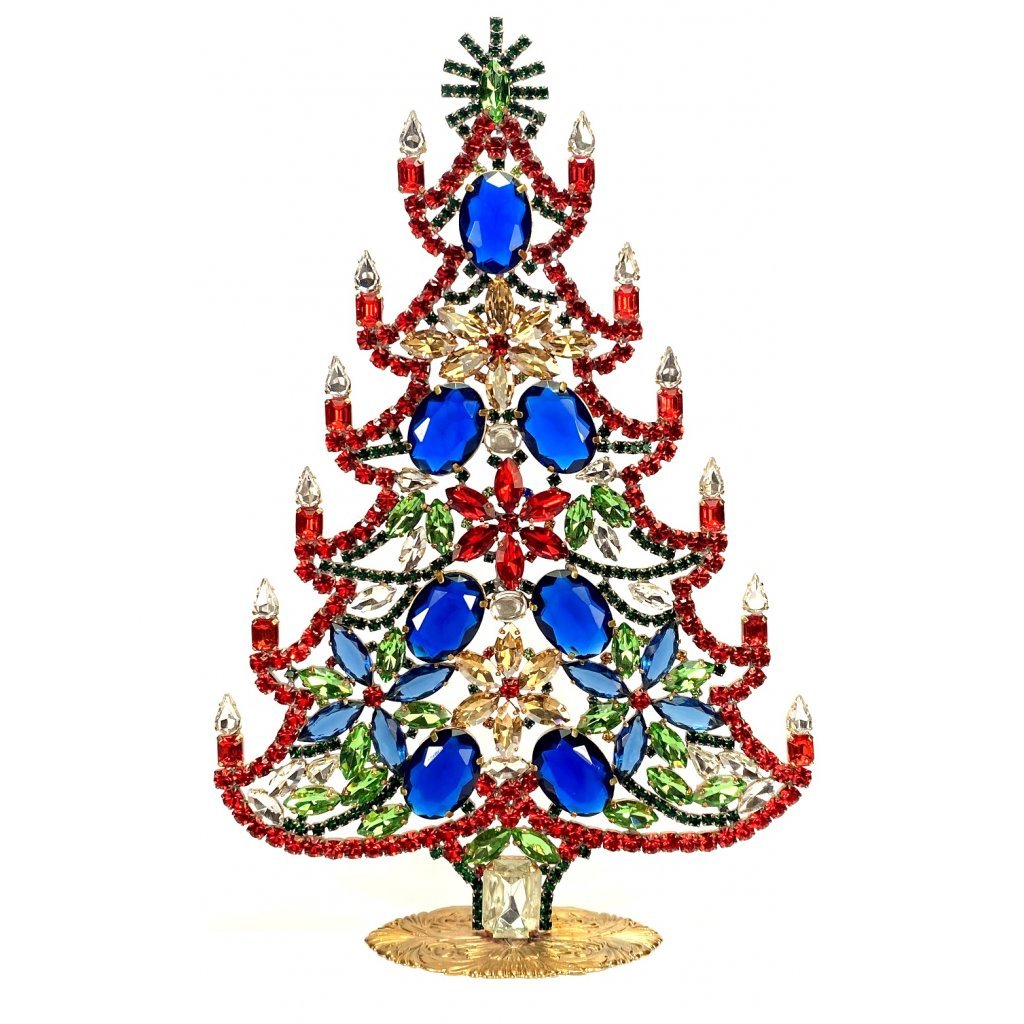 Vintage Rhinestones Standing Decorative Ornament Christmas Tree XXL: Vintage Standing Christmas Tree. Made in Czechoslovakia. Excellent condition. No missing stones. No damage. Height 11 '' ( 28 cm )