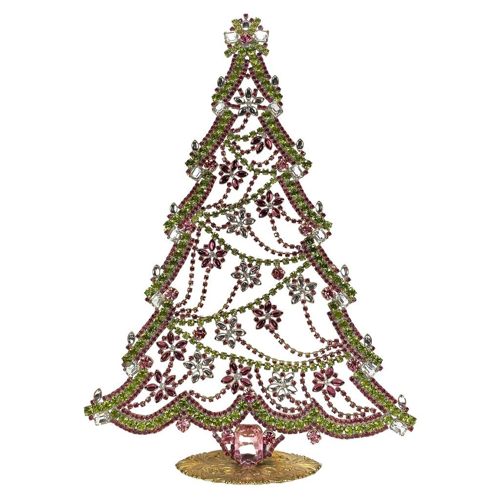 Vintage Rhinestones Standing Decorative Ornament Christmas Tree XXL: Vintage Standing Christmas Tree. Made in Czechoslovakia. Excellent condition. No missing stones. No damage. Height 11 1/2 '' ( 30 cm ), Width 8 1/4 '' ( 21 cm )