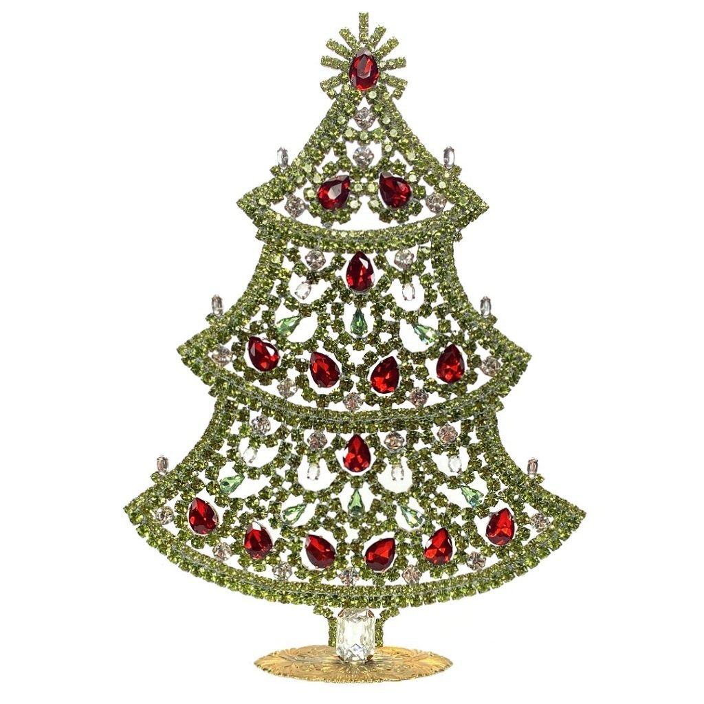 Vintage Rhinestones Standing Decorative Ornament Christmas Tree XXL: Vintage Standing Christmas Tree. Made in Czechoslovakia. Excellent condition. No missing stones. No damage. Height 12 '' ( 30 cm )