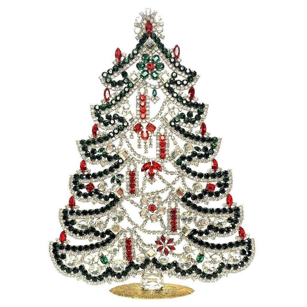 Vintage Rhinestones Standing Decorative Ornament Christmas Tree XXL: Vintage Standing Christmas Tree. Made in Czechoslovakia. Excellent condition. No missing stones. No damage. Height 12 '' ( 30 cm )