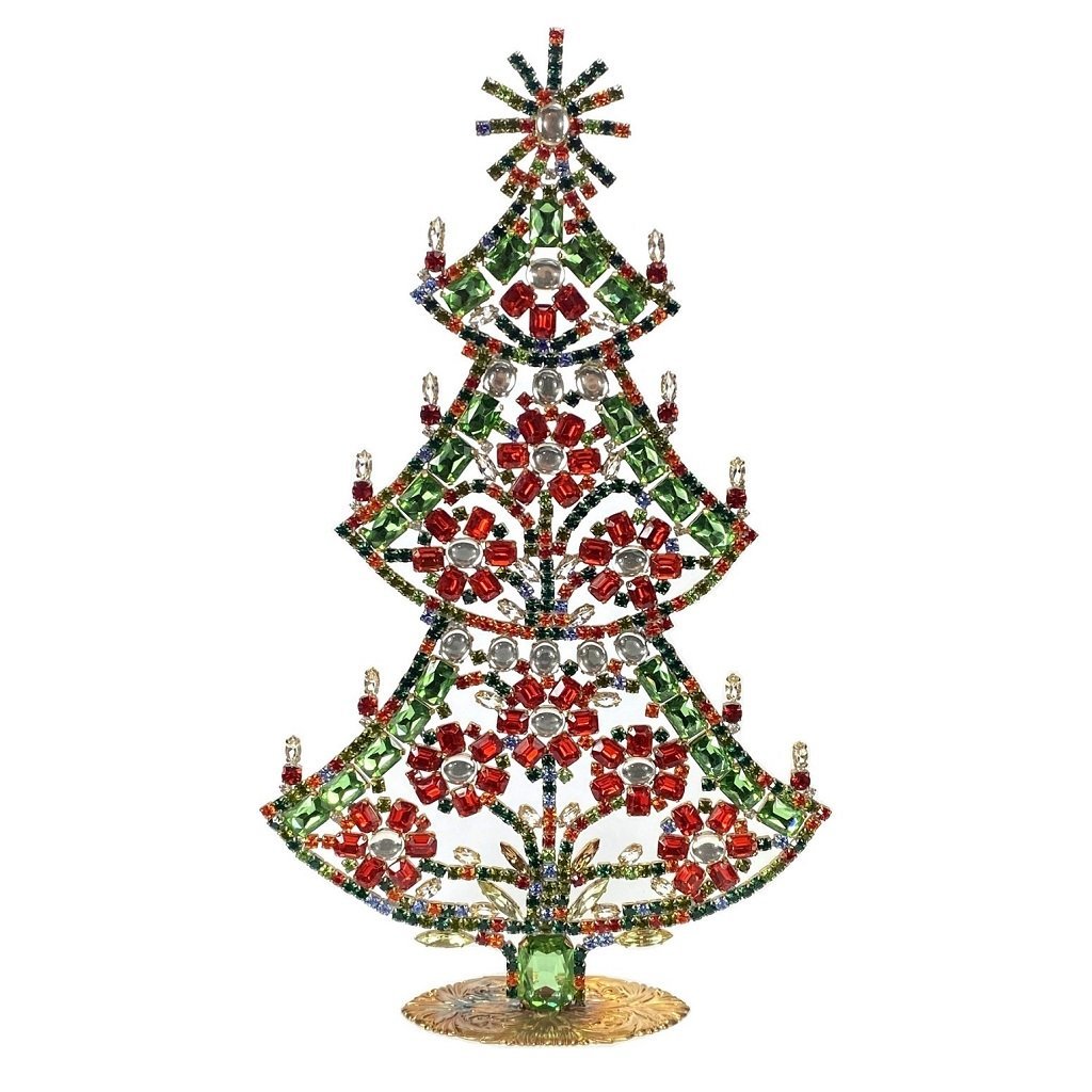 Vintage Rhinestones Standing Decorative Ornament Christmas Tree XXL: Vintage Standing Christmas Tree. Made in Czechoslovakia. Excellent condition. No missing stones. No damage. Height 12 '' ( 30 cm )