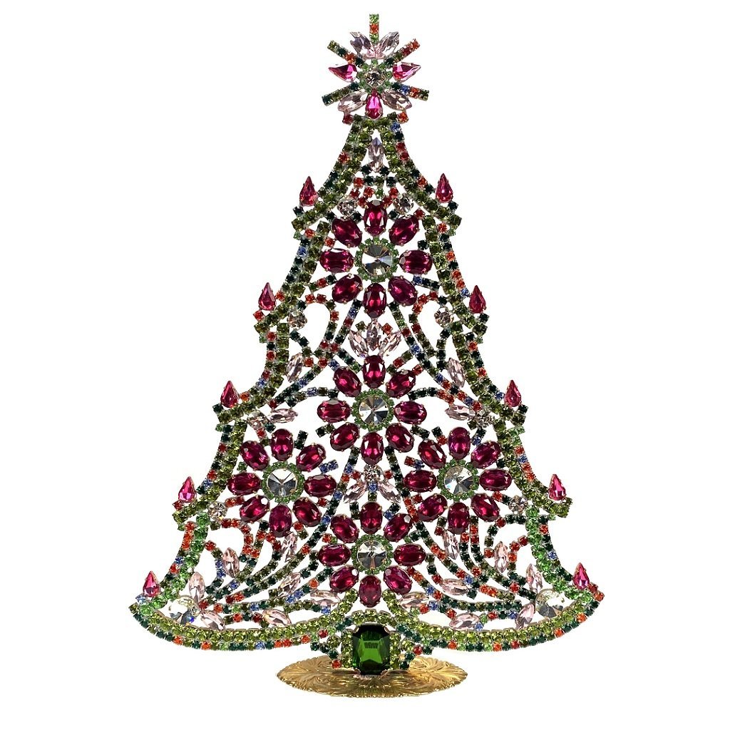 Vintage Rhinestones Standing Decorative Ornament Christmas Tree XXL: Vintage Standing Christmas Tree. Made in Czechoslovakia. Excellent condition. No missing stones. No damage. Height 12 1/4 '' ( 31 cm )