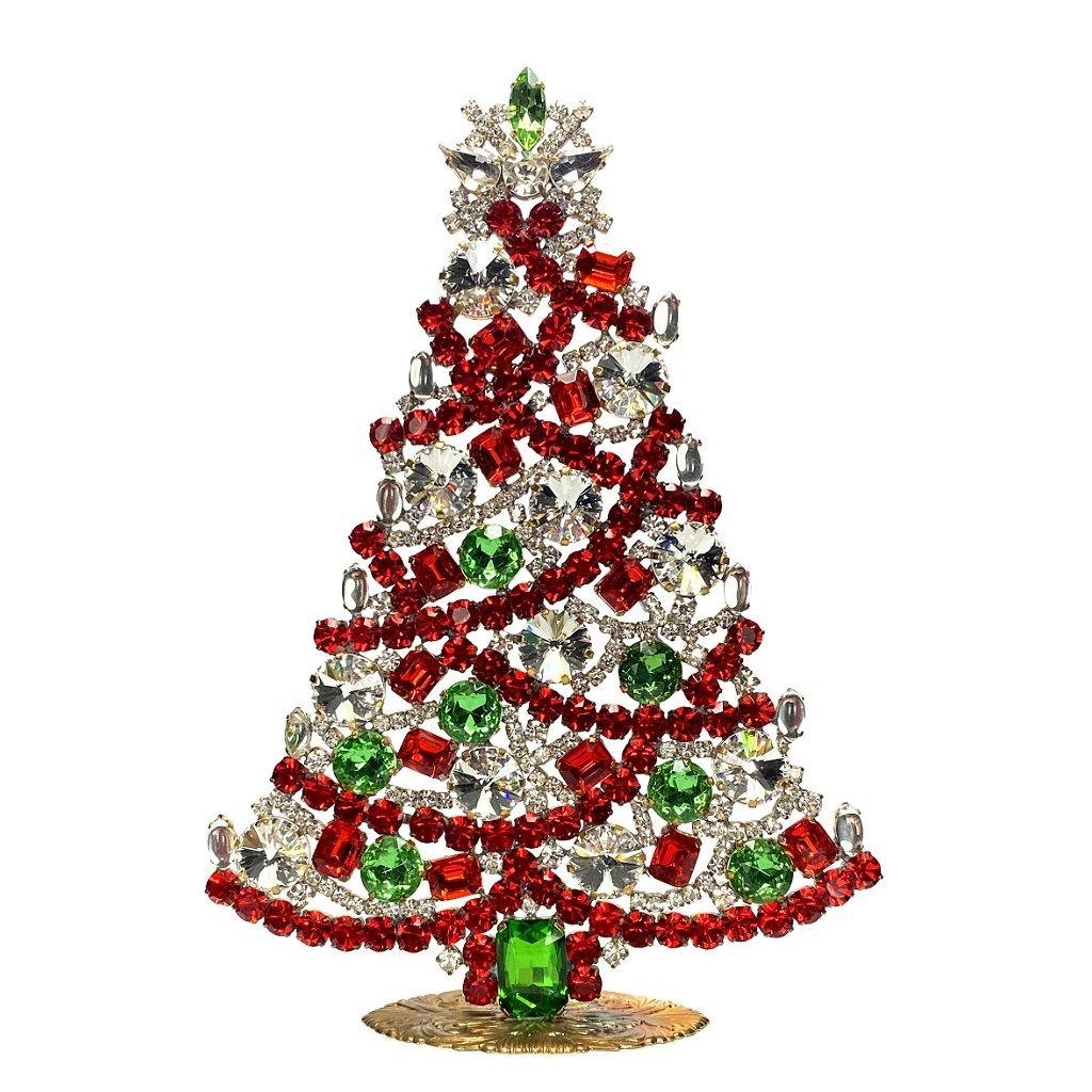 Vintage Rhinestones Standing Decorative Ornament Christmas Tree XL (1 of 2)