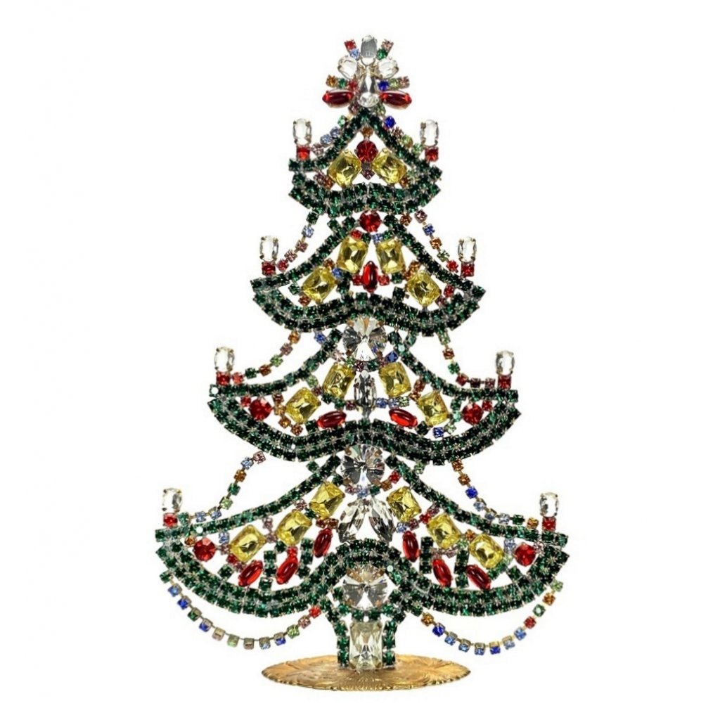 Vintage Rhinestones Standing Decorative Ornament Christmas Tree XL (1 of 2)