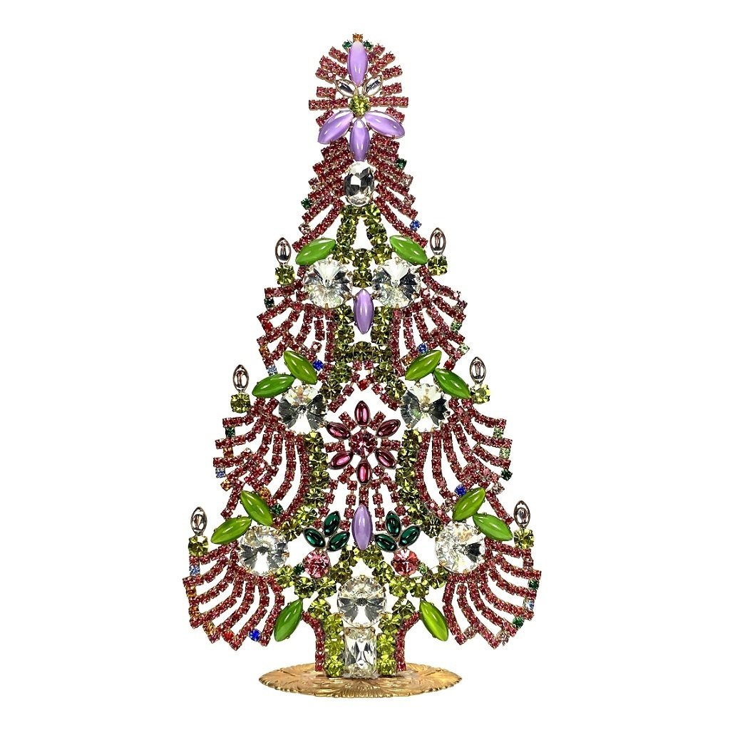 Vintage Rhinestones Standing Decorative Ornament Christmas Tree XL: Vintage Standing Christmas Tree. Made in Czechoslovakia. Excellent condition. No missing stones. No damage. Height 8 1/4 '' ( 21 cm ), Width 4 1/2 '' ( 11,5 cm )