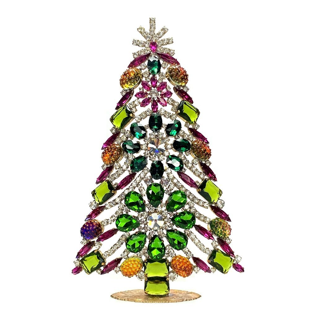 Vintage Rhinestones Standing Decorative Ornament Christmas Tree XL (1 of 2)