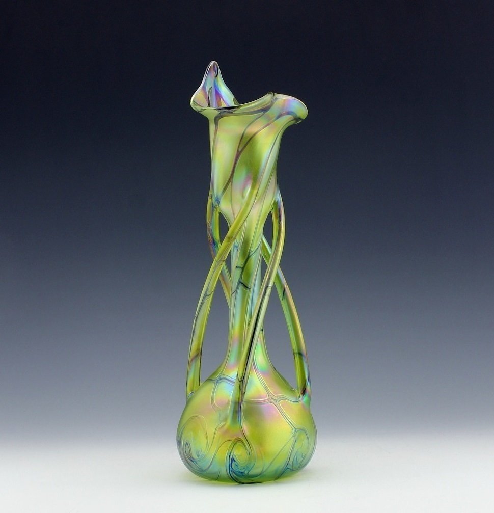 Art Nouveau Glass Vase Glamorous Loetz or Tiffany Studios Decor (1 of 2)