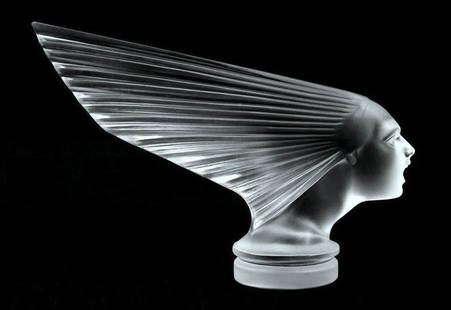 Art Deco 1930' Glass Car Mascot 'Spirit Of The Wind' H.Hoffmann by Lalique ( No reserve price ): This piece is a great addition to collection or a great gift. Art Deco Glass Sculpture ' Spirit Of The Wind ' Hood Ornament, Car Mascot. Very beautiful decoration. It is breathtaking high quality