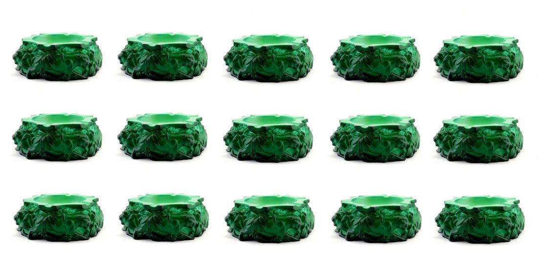Art Deco Malachite Jade Glass ' Panthers ' 15 Large Ashtrays 1930' H.Hoffmann by Lalique (1 of 1)