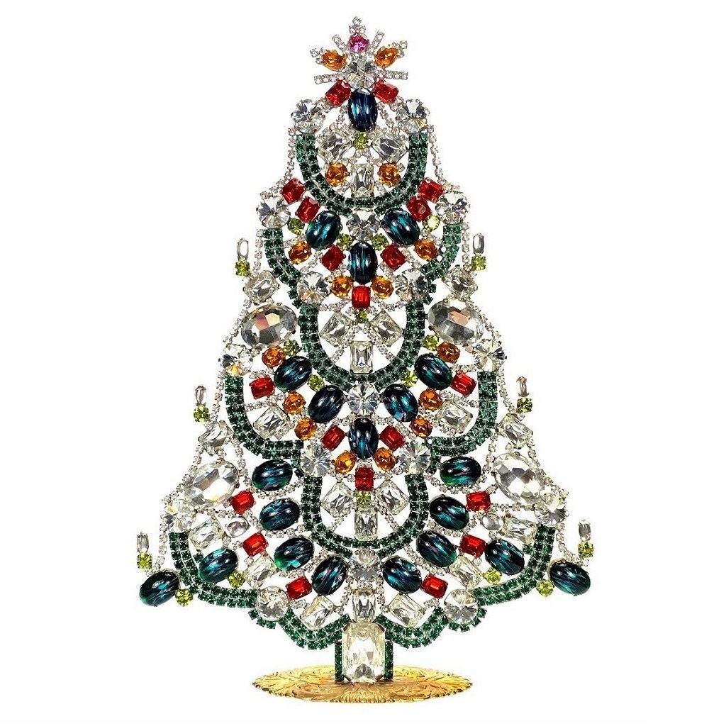 Vintage Rhinestones Standing Decorative Christmas Tree XXL: Vintage Standing Christmas Tree. Made in Czechoslovakia. Excellent condition. No missing stones. No damage. It measures approximately 11 1/2 " ( 32 cm ).