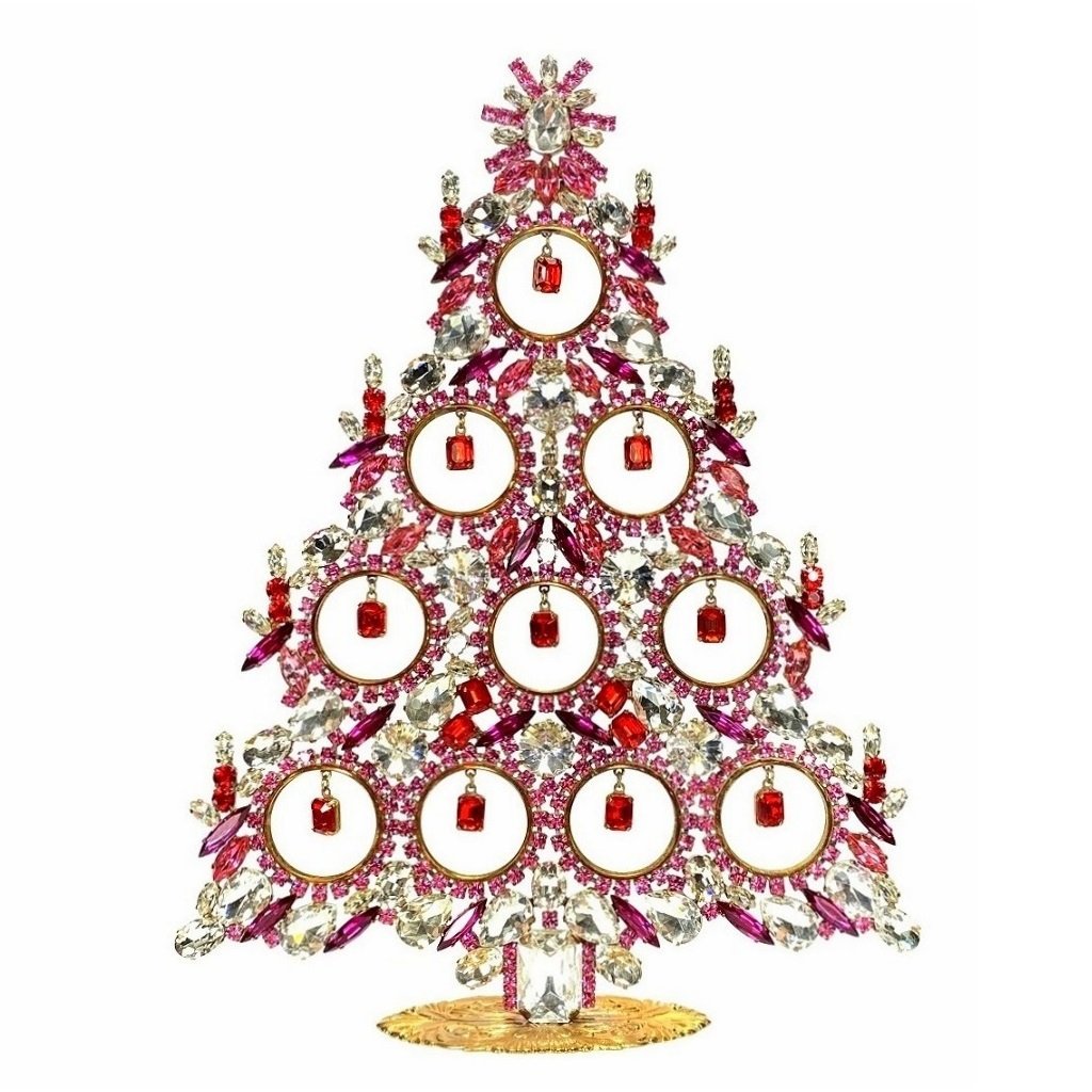 Vintage Rhinestones Standing Decorative Christmas Tree XXL: Vintage Standing Christmas Tree. Made in Czechoslovakia. Excellent condition. No missing stones. No damage. It measures approximately 11 " ( 28 cm ).