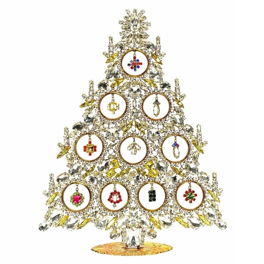 Vintage Rhinestones Standing Decorative Christmas Tree XXL: Vintage Standing Christmas Tree. Made in Czechoslovakia. Excellent condition. No missing stones. No damage. It measures approximately 11 " ( 28 cm ).