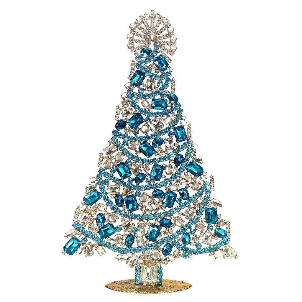 Vintage Rhinestones Standing Decorative Christmas Tree XXL: Vintage Standing Christmas Tree. Made in Czechoslovakia. Excellent condition. No missing stones. No damage. It measures approximately 12 " ( 30 cm ).