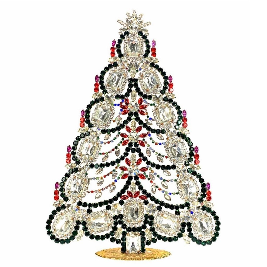 Vintage Rhinestones Standing Decorative Christmas Tree XXL: Vintage Standing Christmas Tree. Made in Czechoslovakia. Excellent condition. No missing stones. No damage. It measures approximately 12 1/2 " ( 32 cm ).