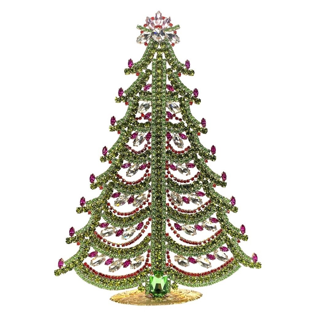 Vintage Rhinestones Standing Decorative Christmas Tree Ornament XXL: Vintage Standing Christmas Tree. Made in Czechoslovakia. Excellent condition. No missing stones. No damage. It measures approximately 11 1/2 " ( 29 cm ).