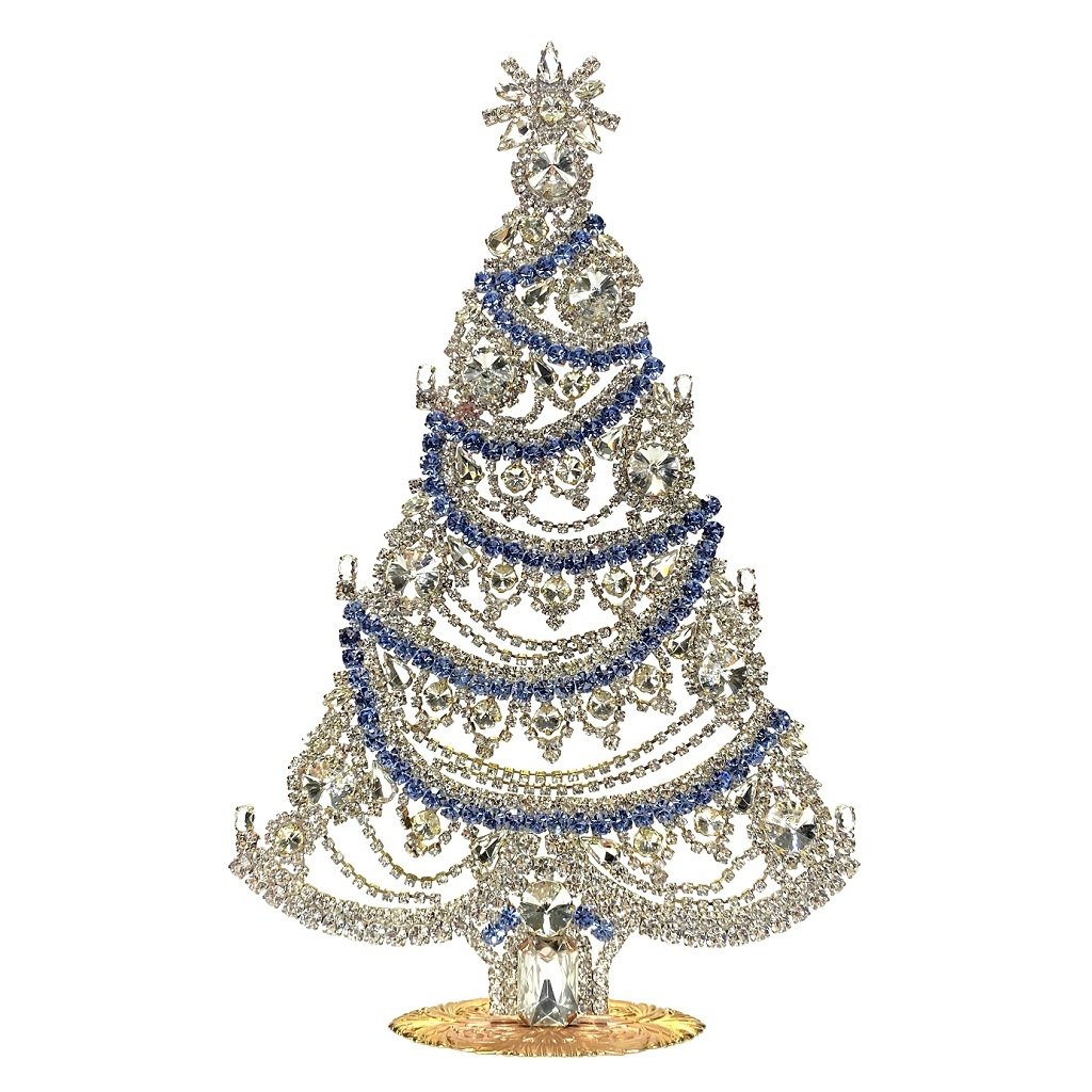 Vintage Rhinestones Standing Decorative Christmas Tree Ornament XXL: Vintage Standing Christmas Tree. Made in Czechoslovakia. Excellent condition. No missing stones. No damage. It measures approximately 12 " ( 30 cm ).