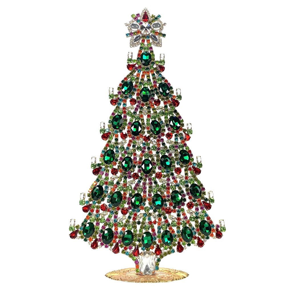 Vintage Rhinestones Standing Decorative Christmas Tree Ornament XXL (1 of 1)