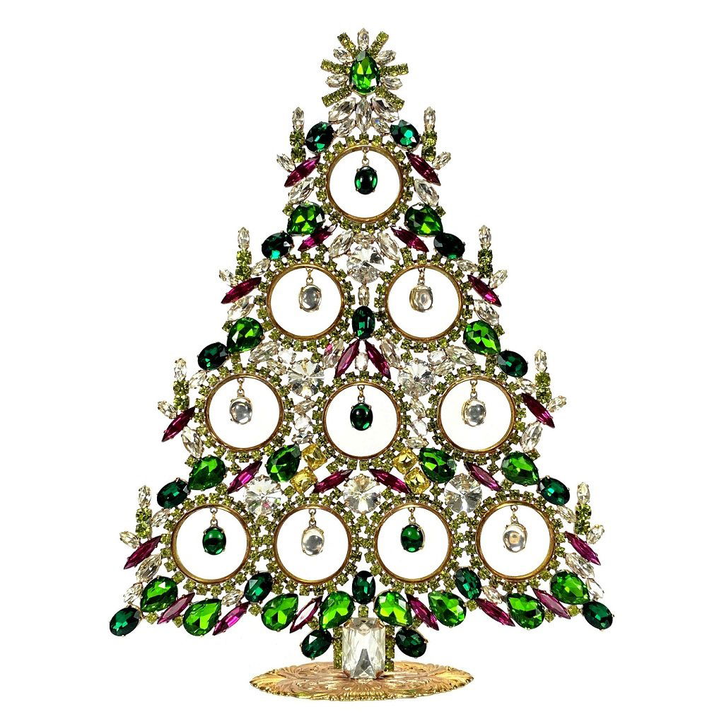 Vintage Rhinestones Standing Decorative Christmas Tree Ornament XXL (1 of 1)