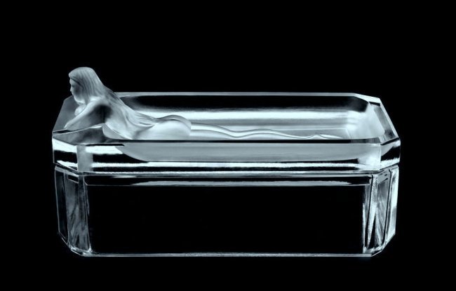 French Art Deco 1930' Glass Bowl ' Lady ' Jewelry Box (1 of 2)