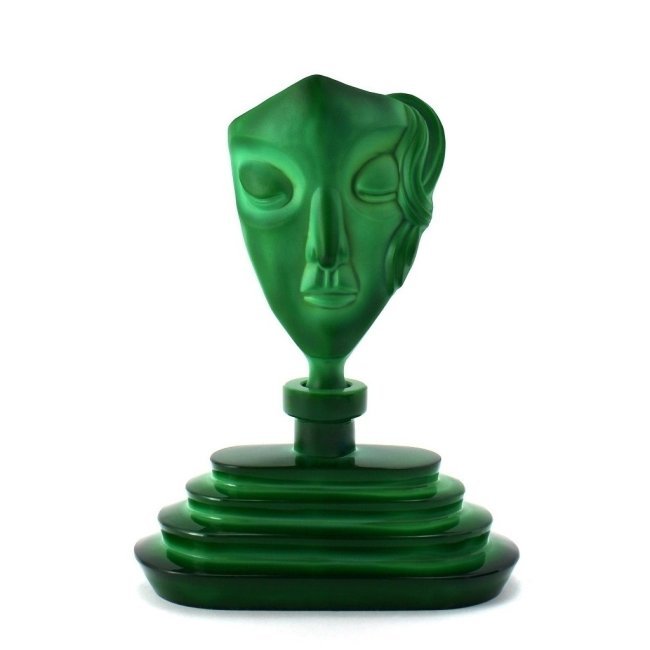 Art Deco Malachite Jade Glass Czech Perfume Bottle 1930' H.Hoffmann (1 of 3)