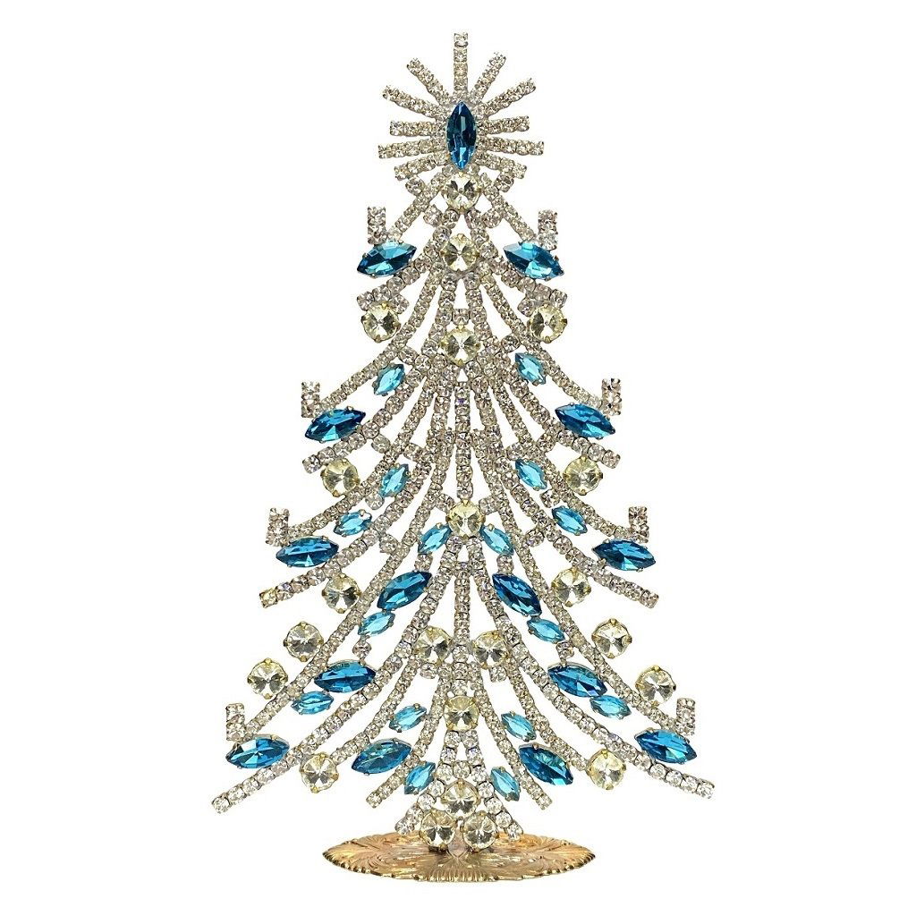 Vintage Rhinestones Standing Decorative Ornament Large Christmas Tree Icon (1 of 2)