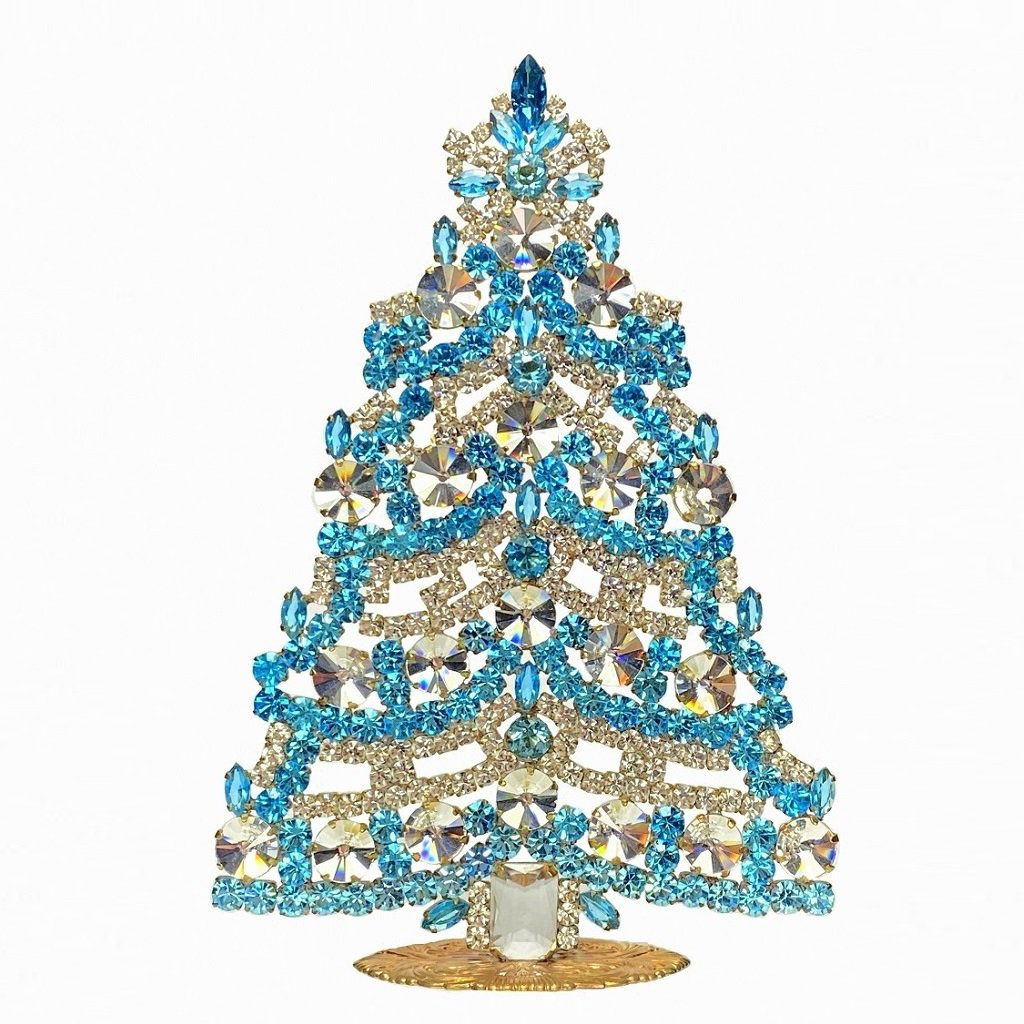 Vintage Rhinestones Standing Decorative Ornament Large Christmas Tree (1 of 2)