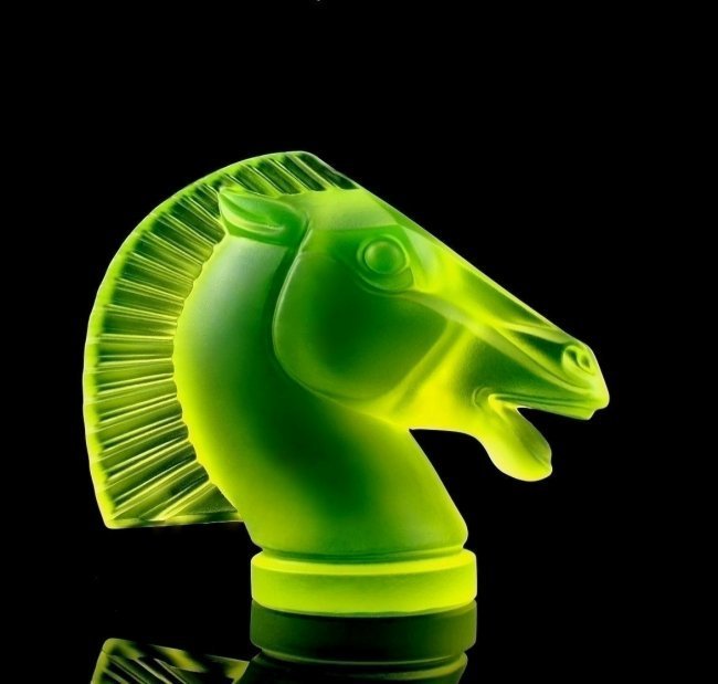 Art Deco Uranium Glass Car Mascot Statue Hood Ornament 1930' H.Hoffmann by Lalique (1 of 6)