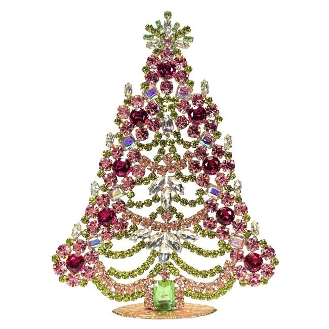 Vintage Rhinestones Standing Decorative Ornament Large Christmas Tree Icon: Vintage Standing Christmas Tree. Made in Czechoslovakia. Excellent condition. No missing stones. No damage. Height 7 1/2 '' ( 19 cm ). Fast delivery time worldwide: 2-6 days.
