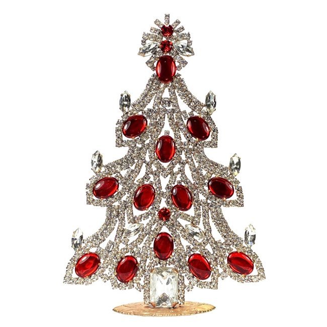 Vintage Rhinestones Standing Decorative Ornament Large Christmas Tree: Vintage Standing Christmas Tree. Made in Czechoslovakia. Excellent condition. No missing stones. No damage. Height 7 1/2 '' ( 19 cm ). Fast delivery time worldwide: 2-6 days.