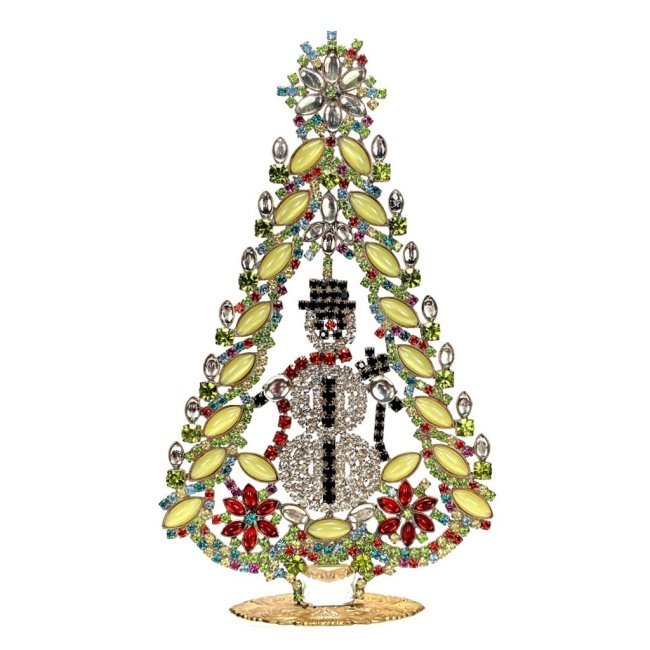 Vintage Rhinestones Standing Decorative Ornament Large Christmas Tree: Vintage Standing Christmas Tree Folk Art. Made in Czechoslovakia. Excellent condition. No missing stones. No damage. Height 7 1/2 '' ( 19 cm ). Fast delivery time worldwide: 2-6 days.