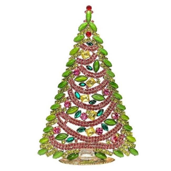 Vintage Rhinestones Standing Decorative Ornament Collectible Large Christmas Tree: Vintage Standing Christmas Tree. Made in Czechoslovakia. Excellent condition. No missing stones. No damage. Height 7 1/2'' ( 19 cm ). Fast delivery time worldwide: 2-6 days.