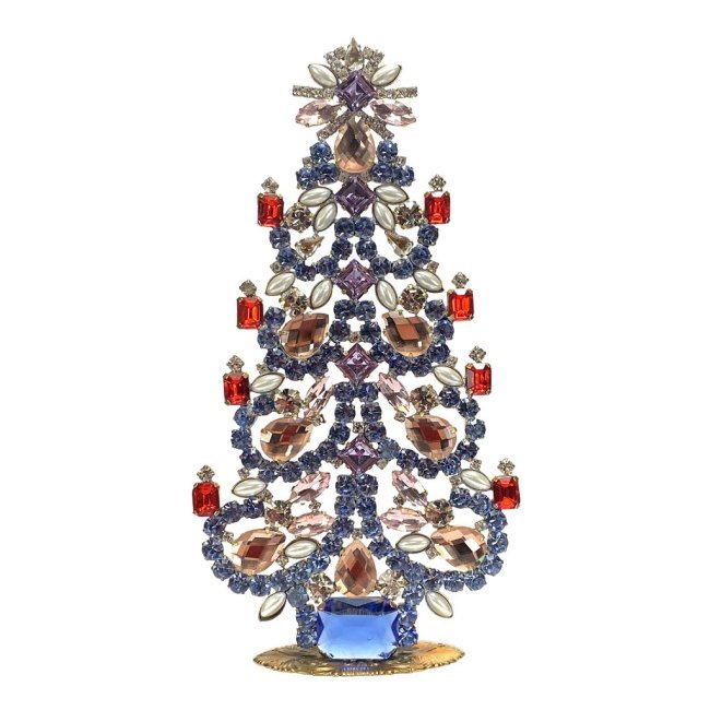 Vintage Rhinestones Standing Decorative Ornament Large Christmas Tree: Vintage Standing Christmas Tree. Made in Czechoslovakia. Excellent condition. No missing stones. No damage. It measures approximately 7 1/2 ''. Fast delivery time worldwide: 2-6 days.