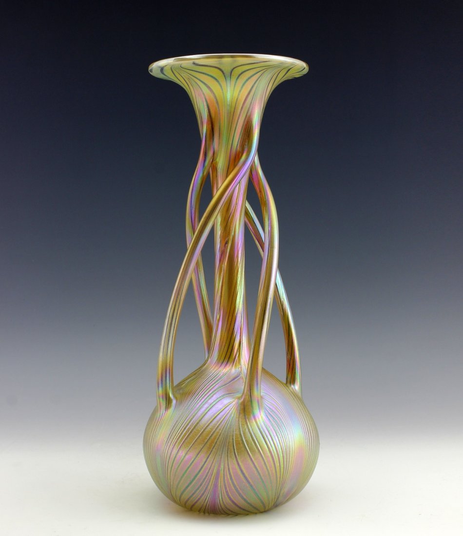Art Nouveau Iridescent Glass Vase Glamorous Loetz or Tiffany Studios Decor (1 of 2)