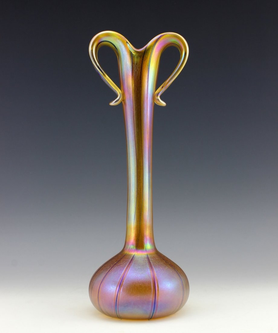 Art Nouveau Glass Vase Glamorous Loetz or Tiffany Studios Decor (1 of 2)