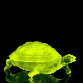 Art Deco Vaseline Uranium Collectible Glass Trinket Jewelry Box ' Turtle ' 1930's H.Hoffmann (1 of 3)