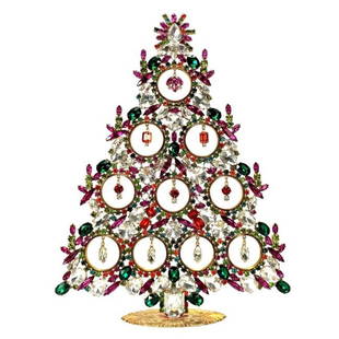 Vintage Rhinestones Standing Decorative Ornament Extra Large Christmas Tree: Vintage Standing Christmas Tree. Made in Czechoslovakia. Excellent condition. No missing stones. No damage. It measures approximately 11 " ( 28 cm ). Fast delivery time worldwide: 2-6 days.