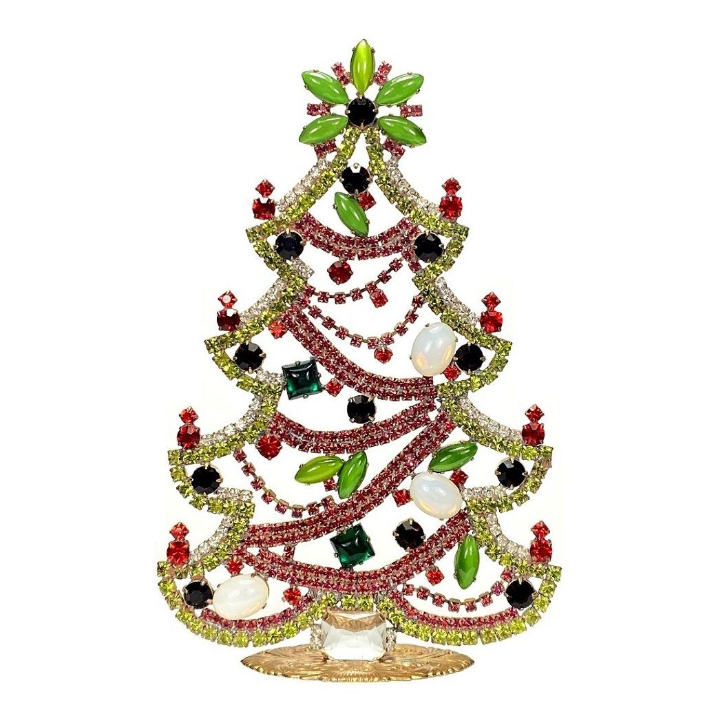 Vintage Rhinestones Standing Decorative Ornament Large Christmas Tree (1 of 2)
