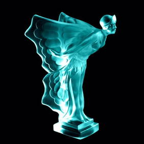 Art Deco Cyan Glass Car Mascot ' Spirit of Ecstasy ' Figurine Hood Ornament /Rolls-Royce Flying Lady (1 of 3)