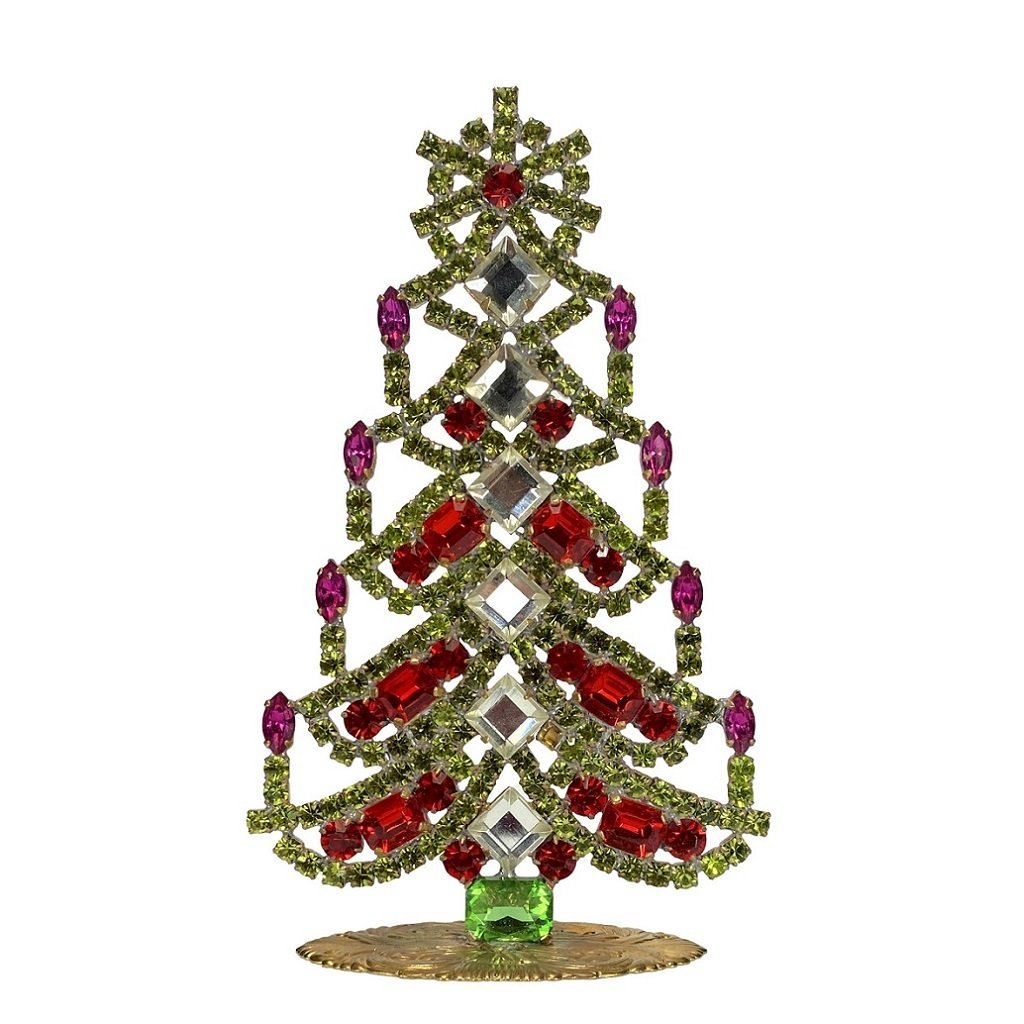 Vintage Rhinestones Standing Decorative Ornament Small Christmas Tree (1 of 2)