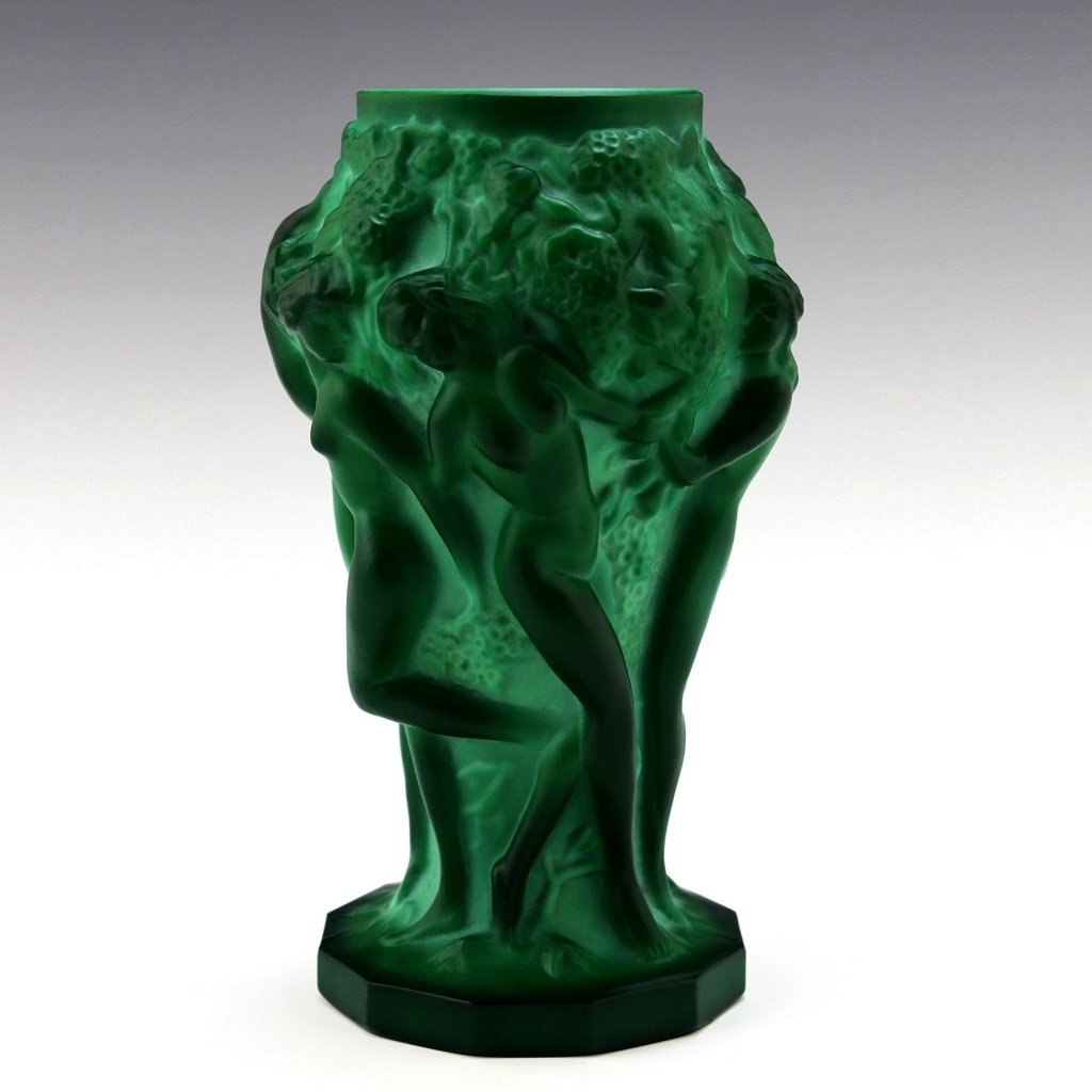Art Deco Malachite Jade Glass Vase 1930' H.Hoffmann ( No Reserve Price ) (1 of 5)