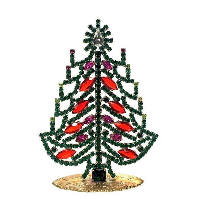 Vintage Rhinestones Standing Decorative Ornament Collectible Small Christmas Tree (1 of 2)