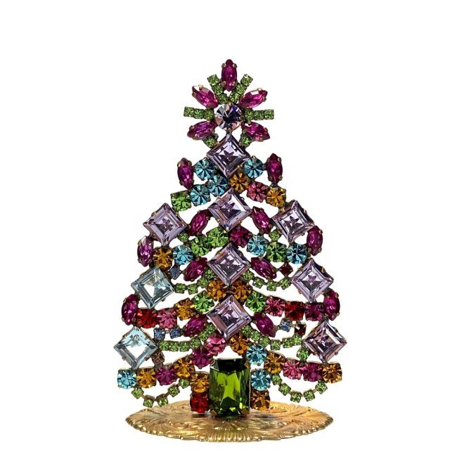 Vintage Rhinestones Standing Decorative Ornament Collectible Small Christmas Tree (1 of 2)