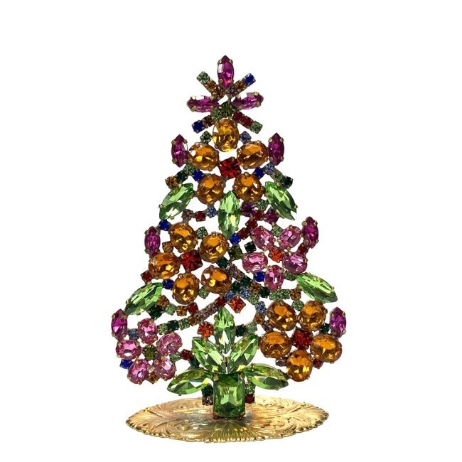 Vintage Rhinestones Standing Decorative Ornament Collectible Small Christmas Tree (1 of 2)