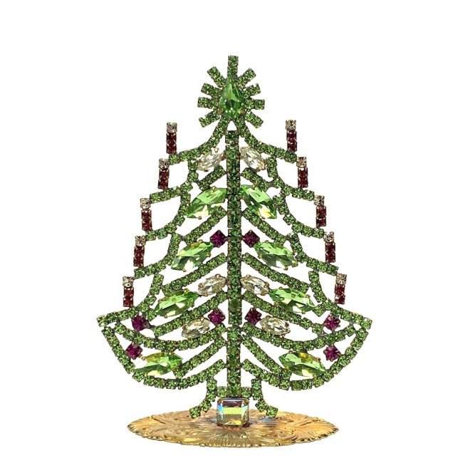 Vintage Rhinestones Standing Decorative Ornament Collectible Small Christmas Tree (1 of 2)