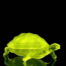 Art Deco Vaseline Uranium Collectible Glass Trinket Jewelry Box ' Turtle ' 1930's H.Hoffmann (1 of 4)