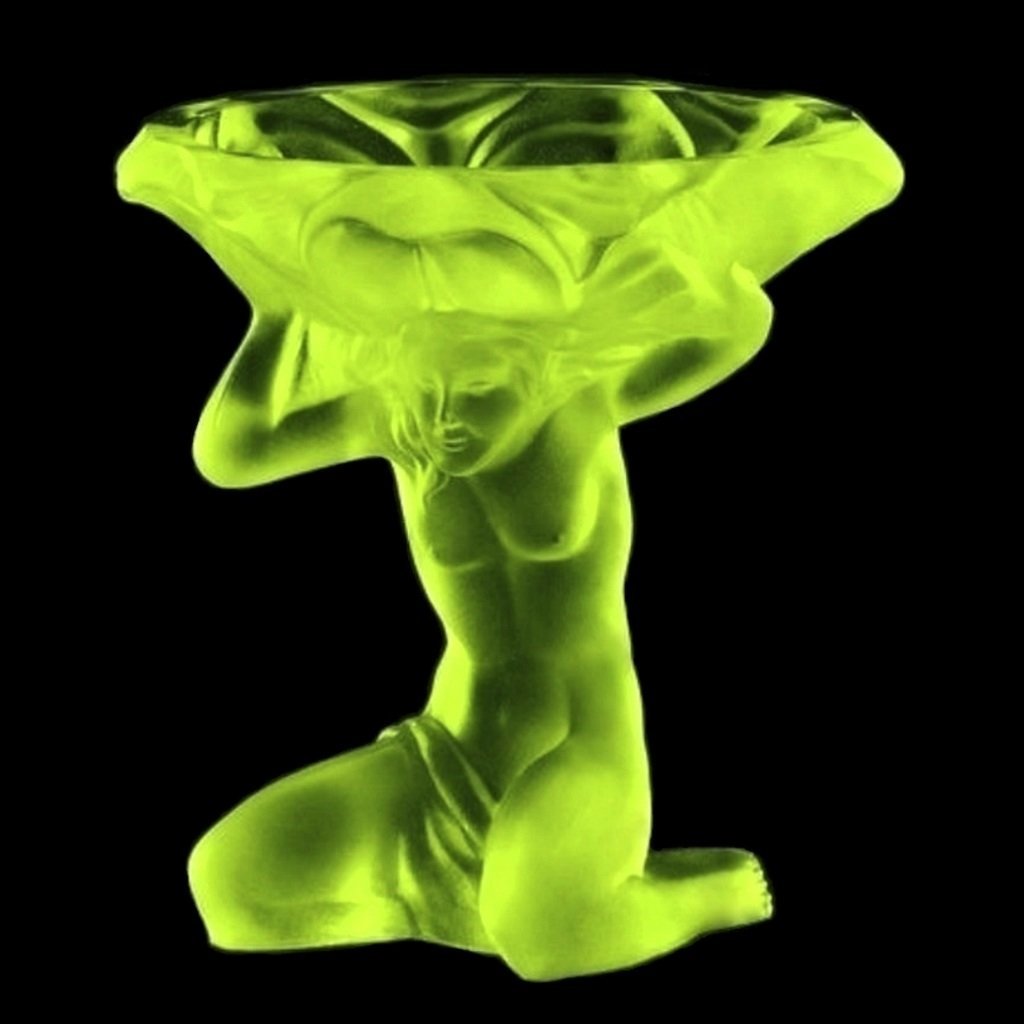 Large Bowl Art Deco Bohemian Uranium Glass 1930' H.Hoffmann (1 of 2)